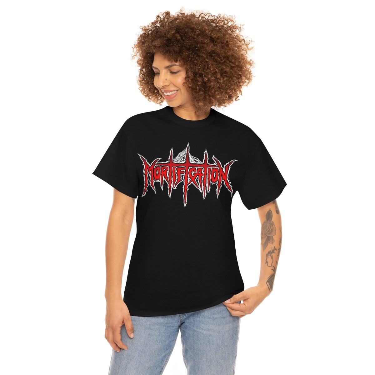 Mortification Red and White Logo Short Sleeve Tshirt (5000)