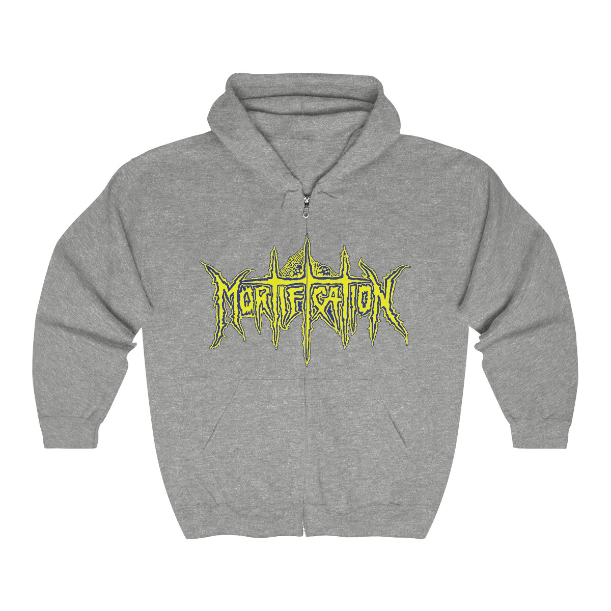 Mortification Yellow and Blue Logo Full Zip Hooded Sweatshirt