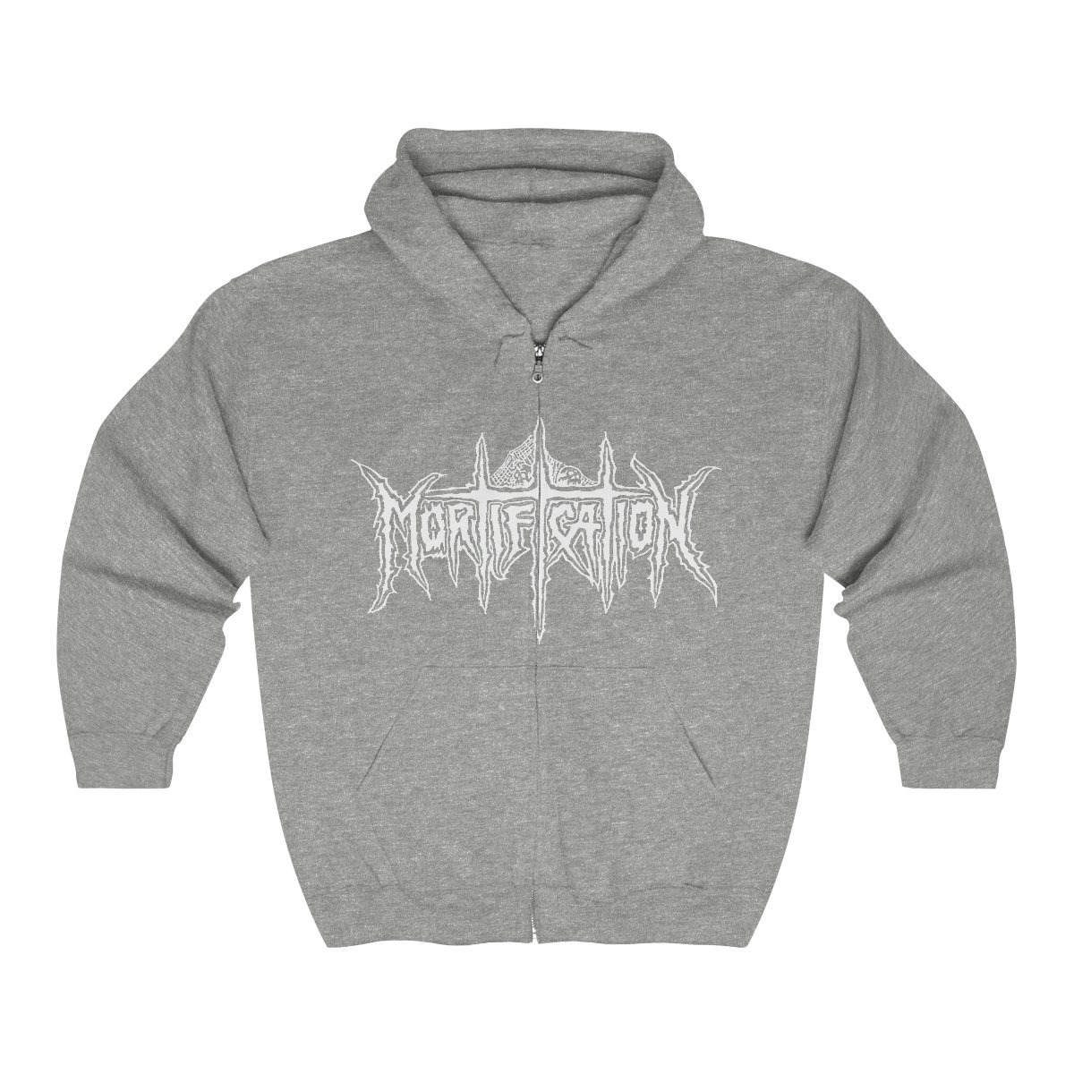 Mortification White Logo Full Zip Hooded Sweatshirt