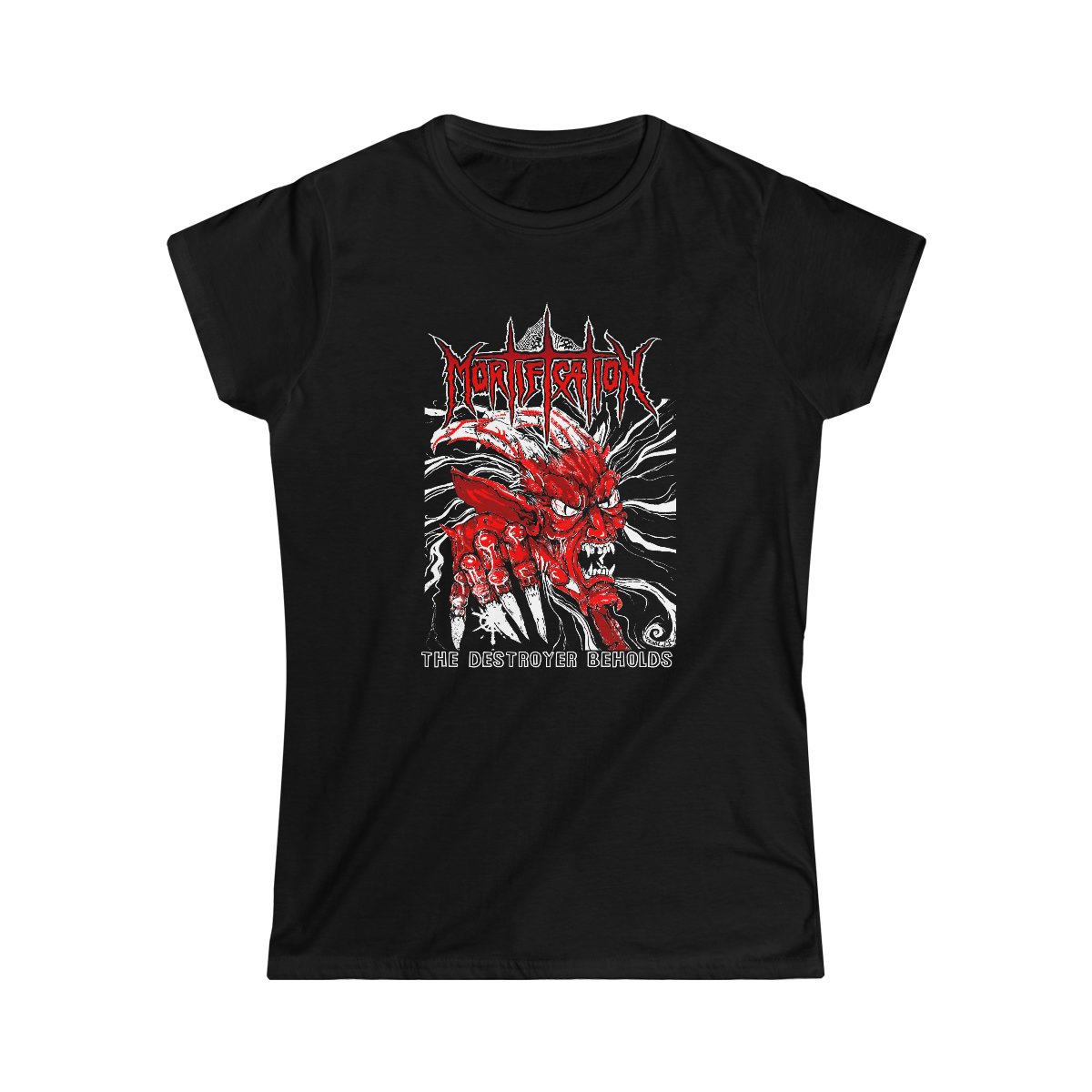 Mortification The Destroyer Beholds (Red) Women’s Short Sleeve Tshirt 64000LD