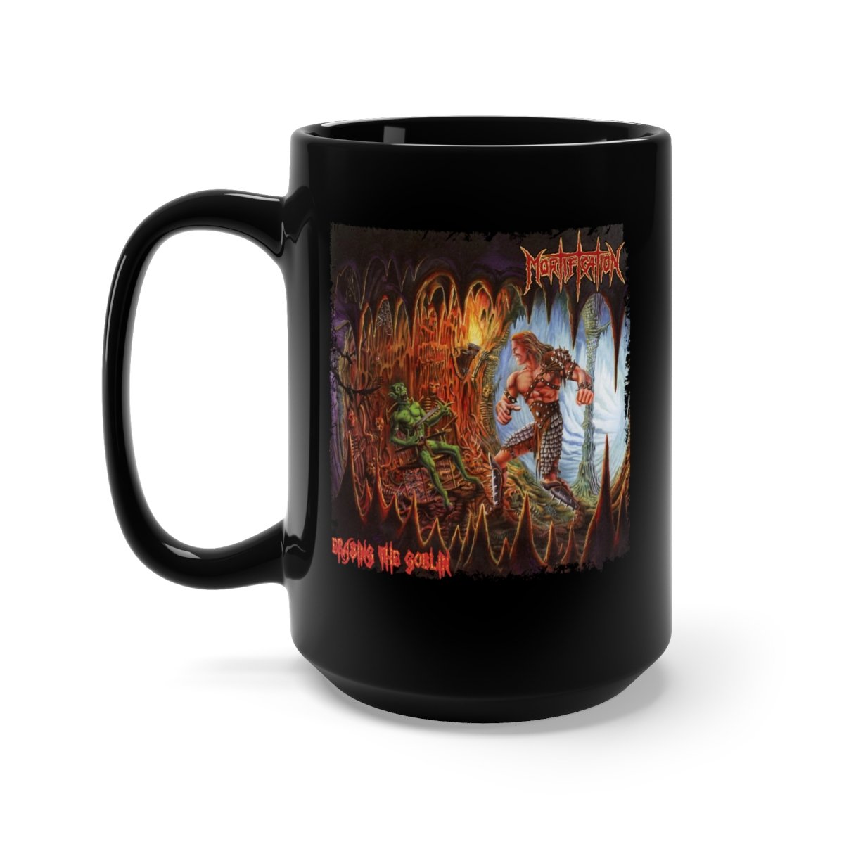 Mortification – Erase the Goblin Cavern Version Black Mug 15oz