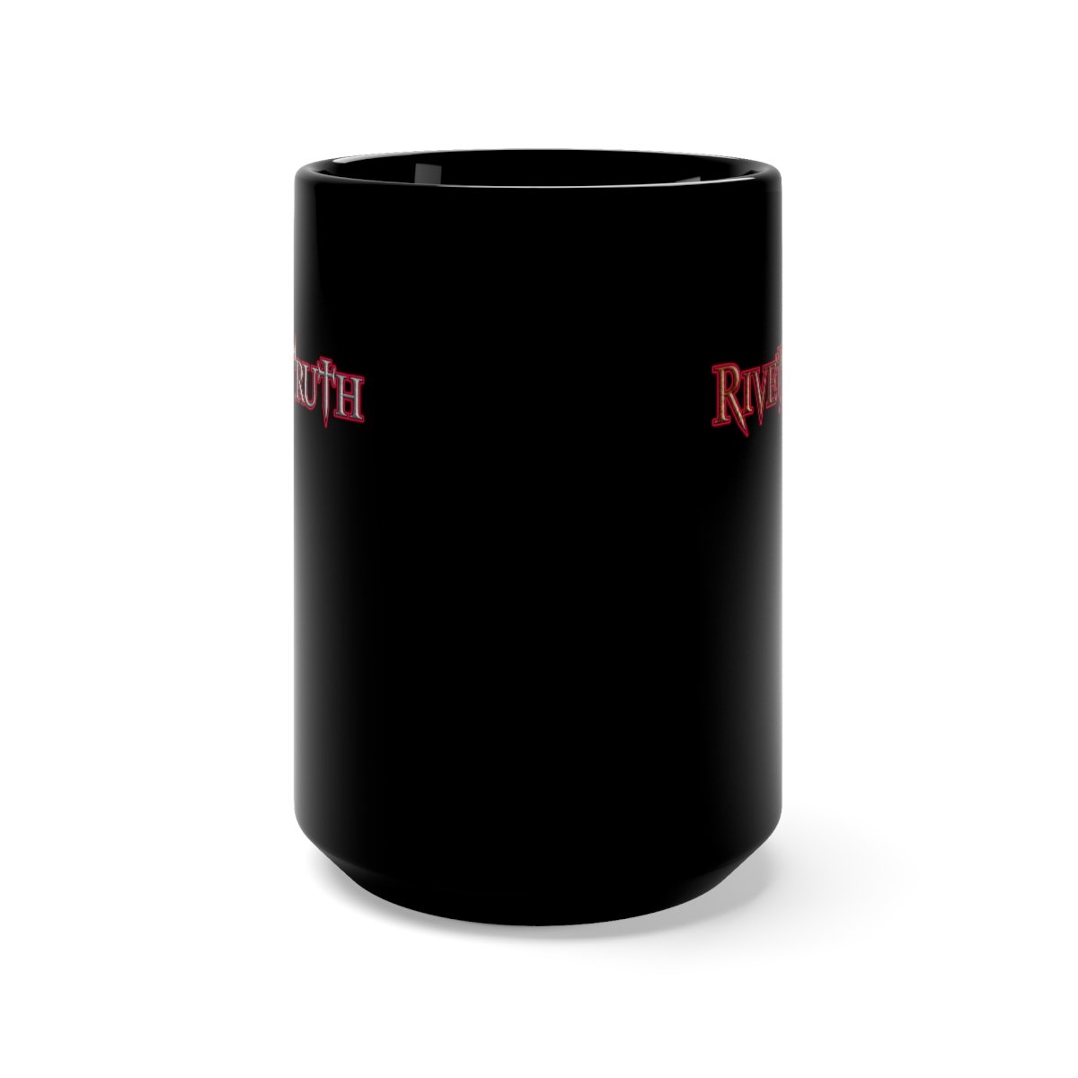 Riveting Truth Red Logo Black Mug 15oz