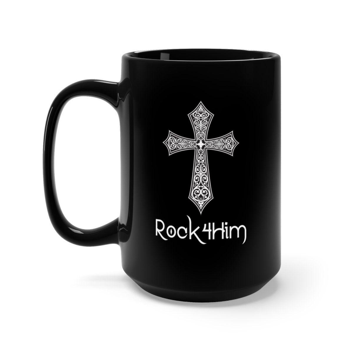 Rock4Him 15oz Black Mug