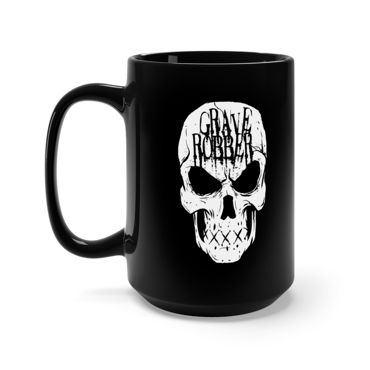 Grave Robber Skull Black Mug 15oz