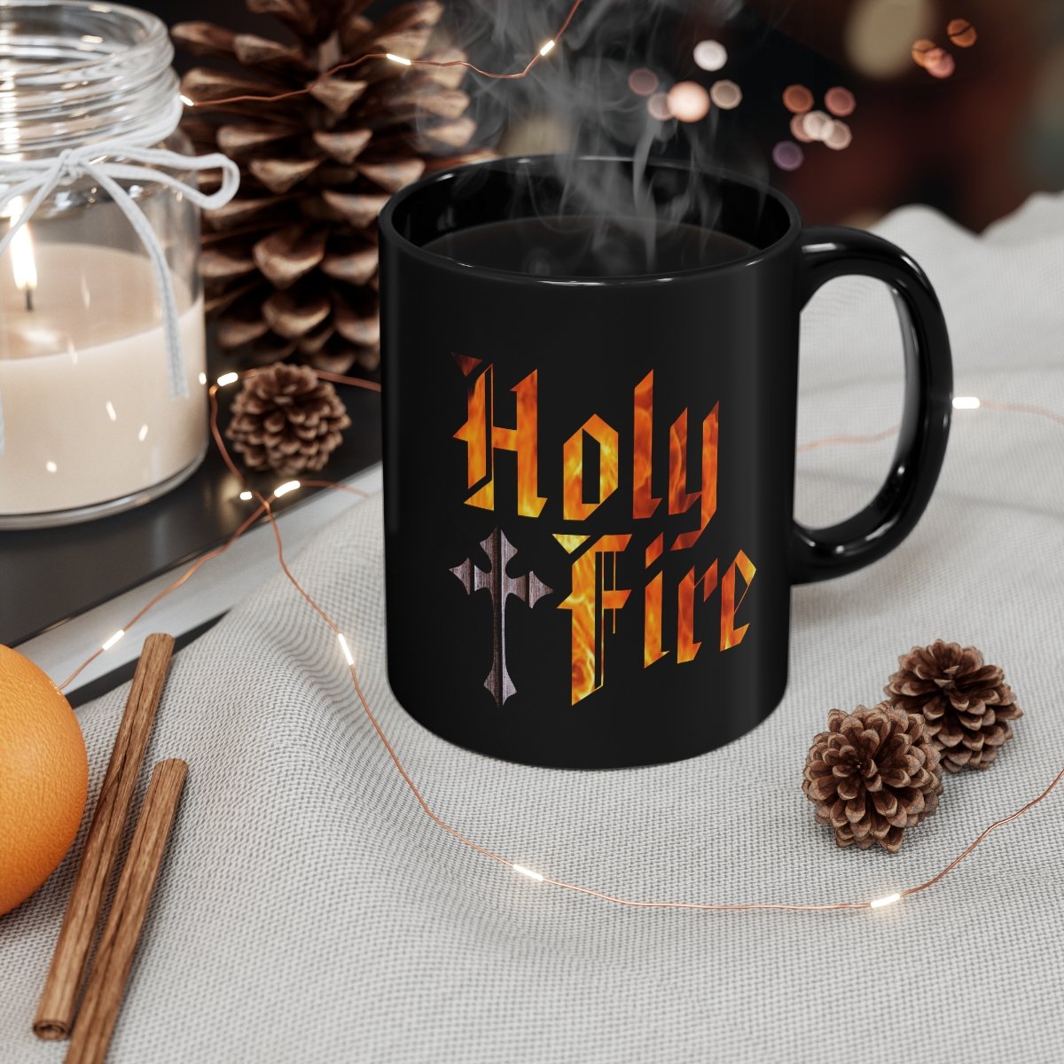 Holy Fire Logo 11oz Black mug