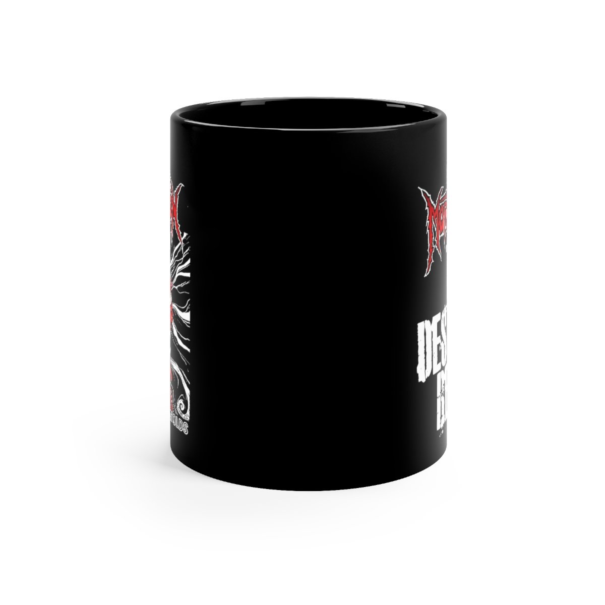 Mortification The Destroyer Beholds (Red)  Black mug 11oz