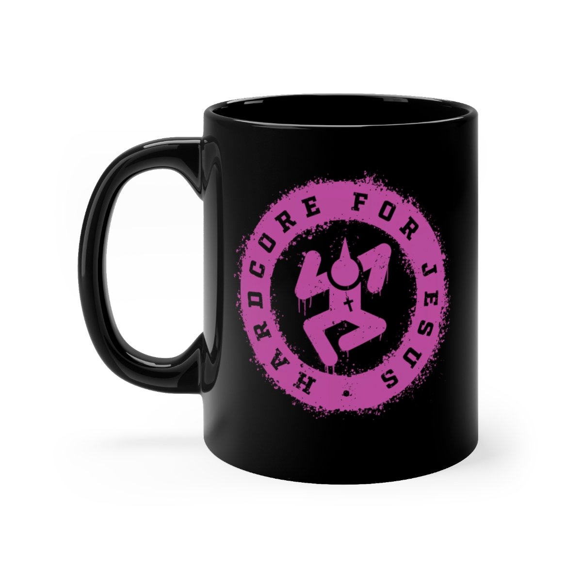 Hardcore for Jesus Purple Logo 11oz Black mug