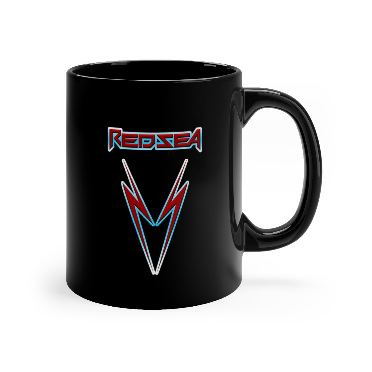Red Sea Textured Logo Blue 11oz Black mug