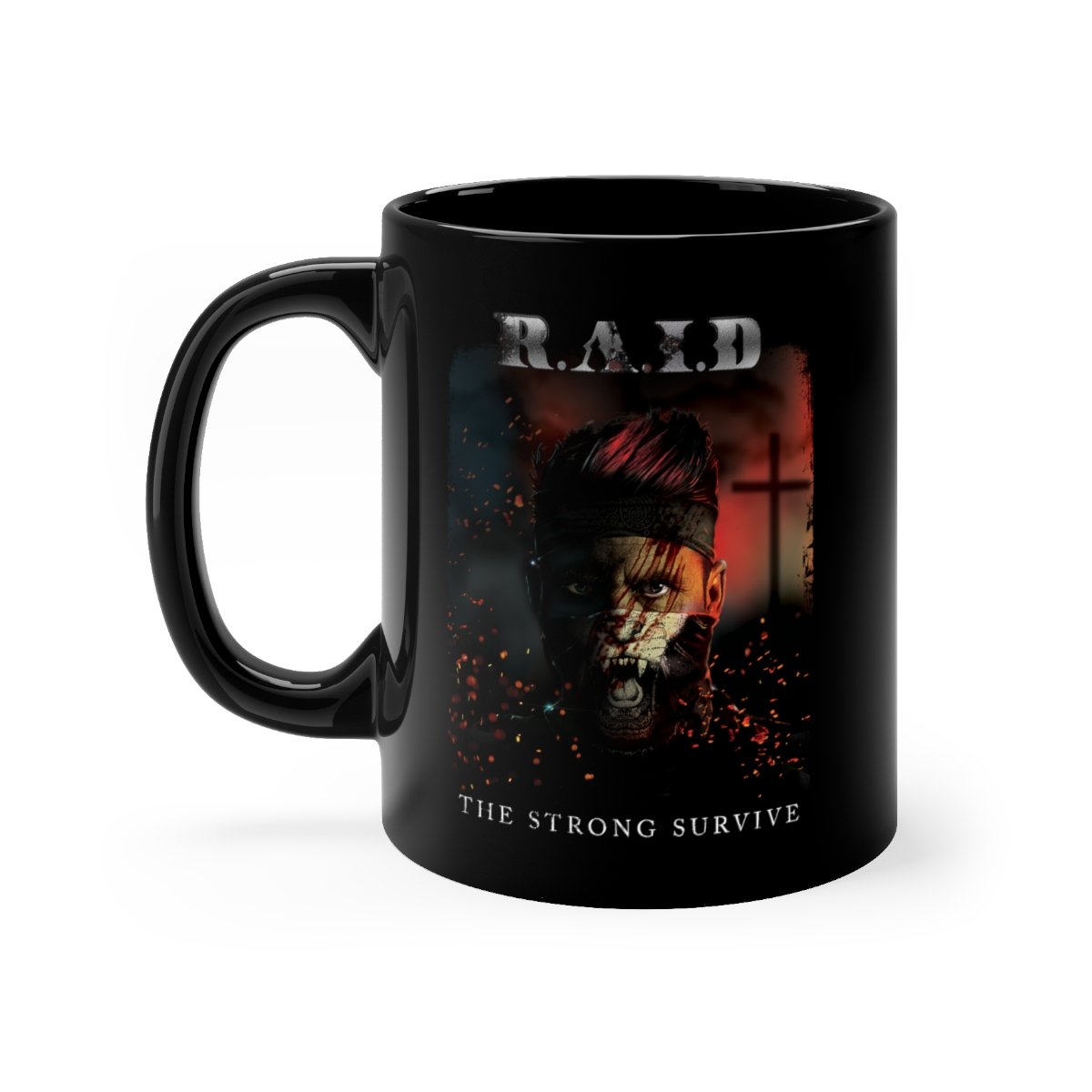 R.A.I.D – The Strong Survive Black mug 11oz