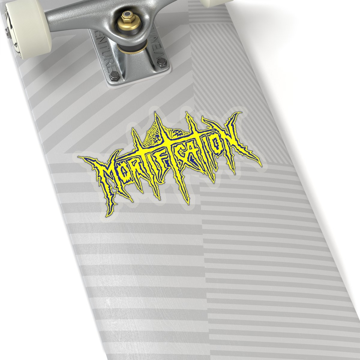Mortification Yellow and Blue Logo Die Cut Stickers