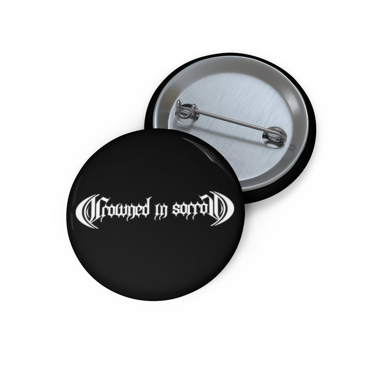 Crowned in Sorrow White Logo Pin Buttons