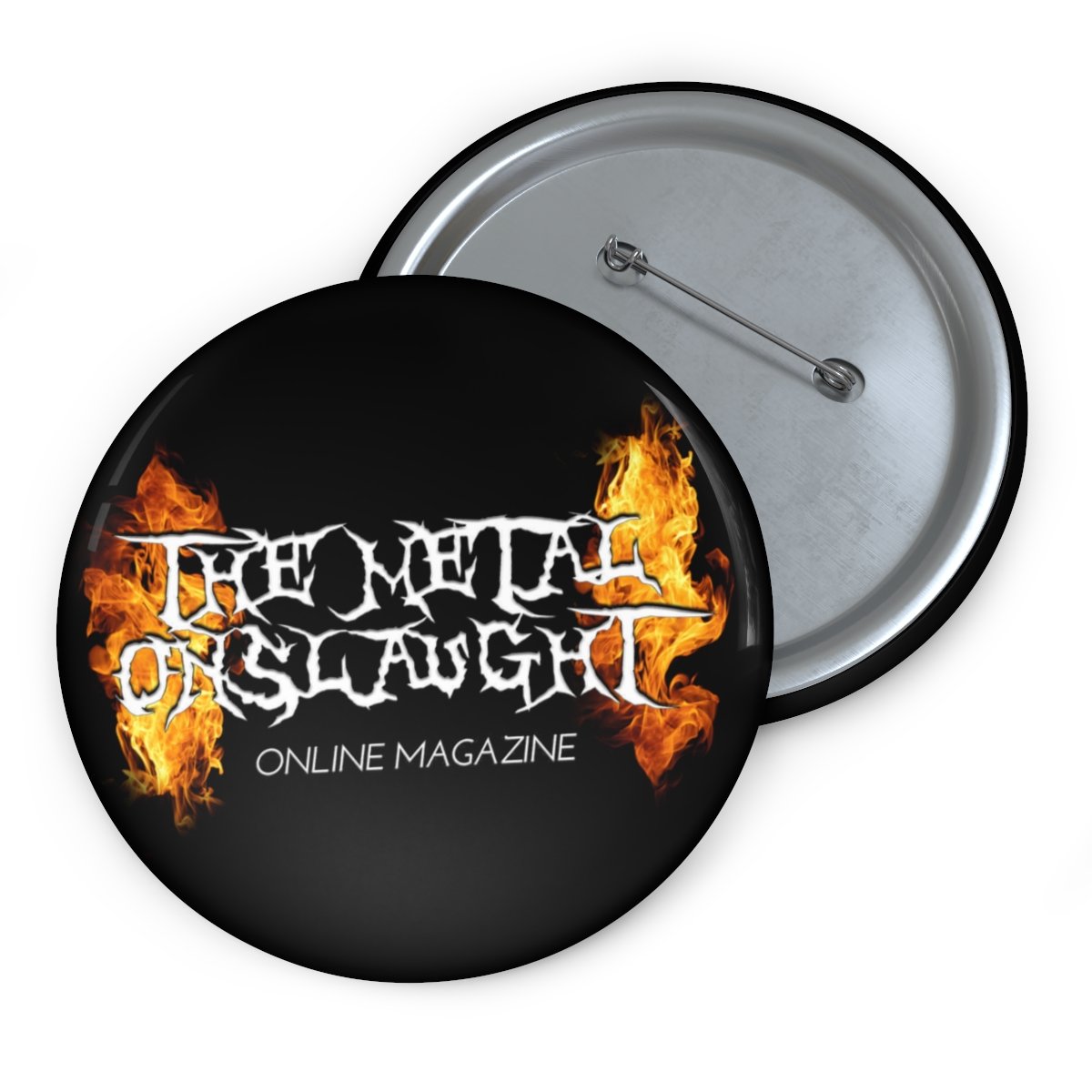 The Metal Onslaught Magazine Pin Buttons