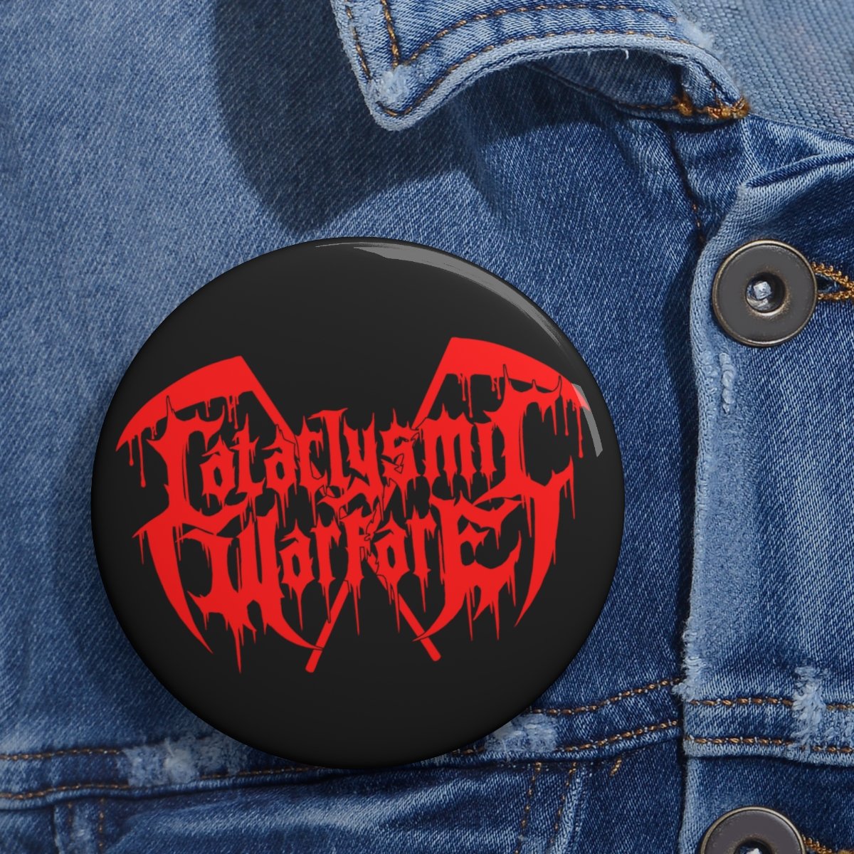 Cataclysmic Warfare Logo Pin Buttons