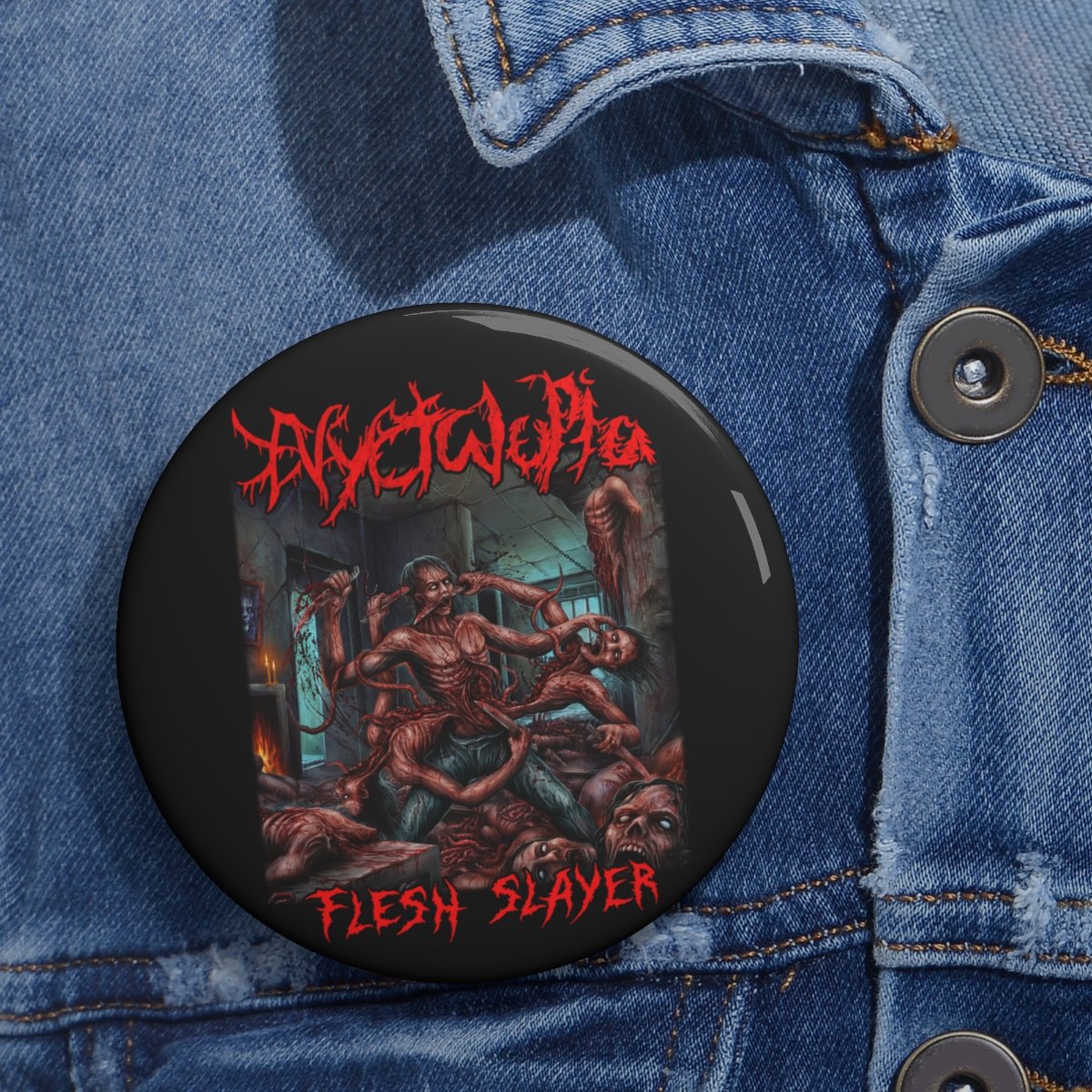Nyctalopia – Flesh Slayer Pin Buttons
