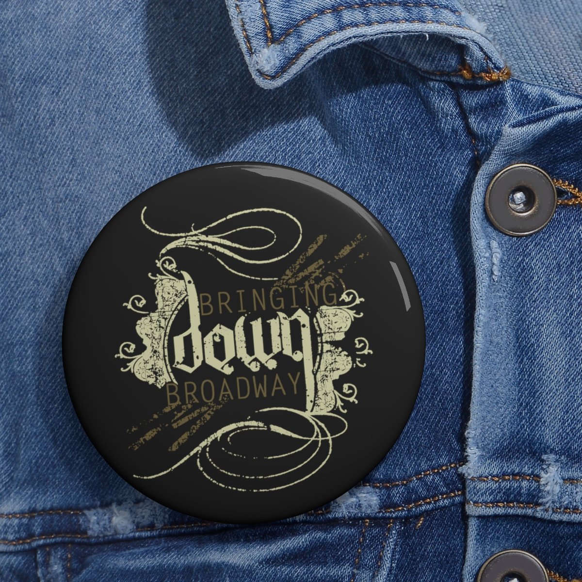 Bringing Down Broadway – Swirly Logo Pin Buttons