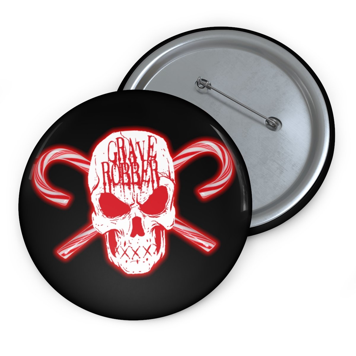 Grave Robber Skull and Crosscanes Pin Buttons