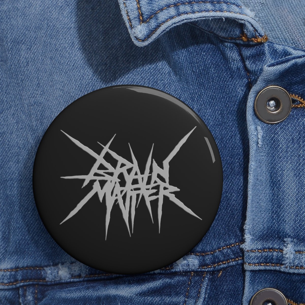 Brain Matter – Grey Logo Pin Buttons