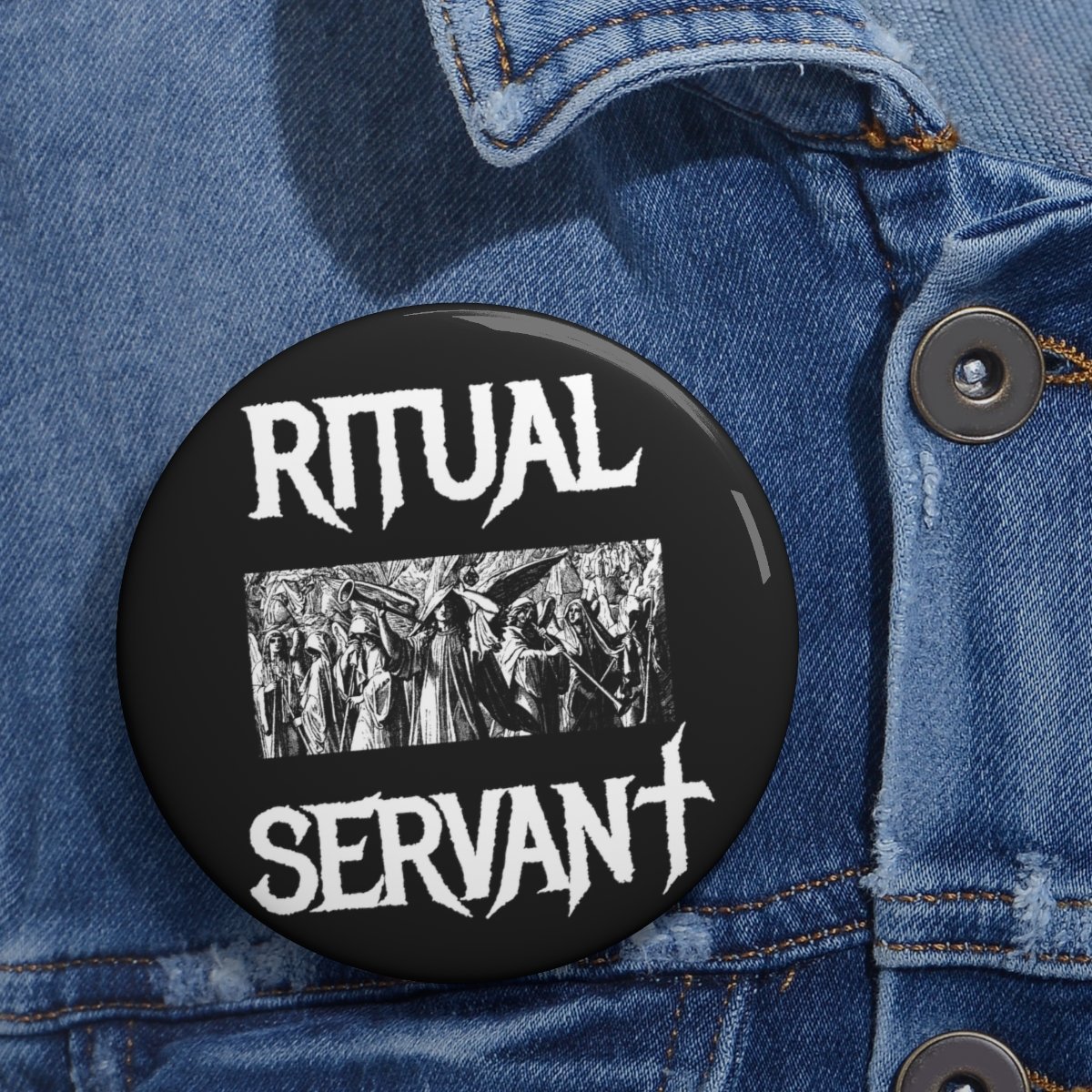 Ritual Servant – Seven Trumpets Pin Buttons