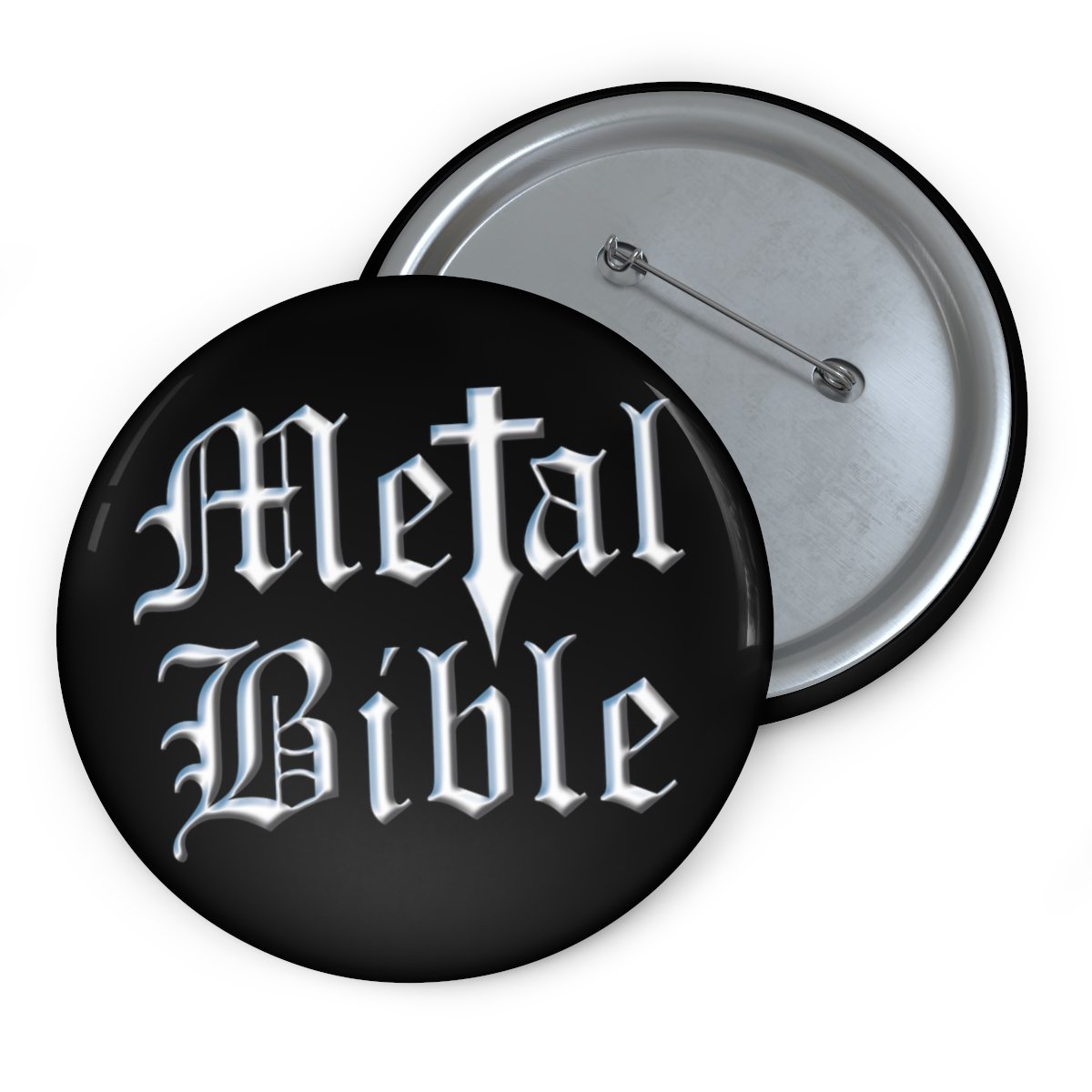 Metal Bible New Logo Pin Buttons