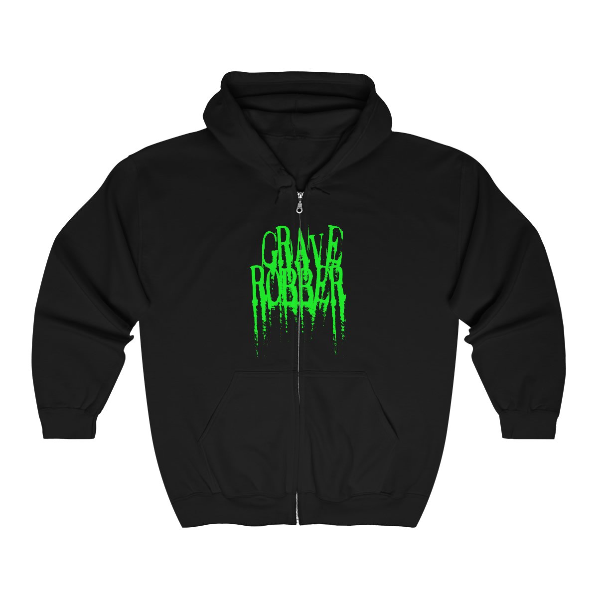 Grave Robber Logo (green) Full Zip Hooded Sweatshirt