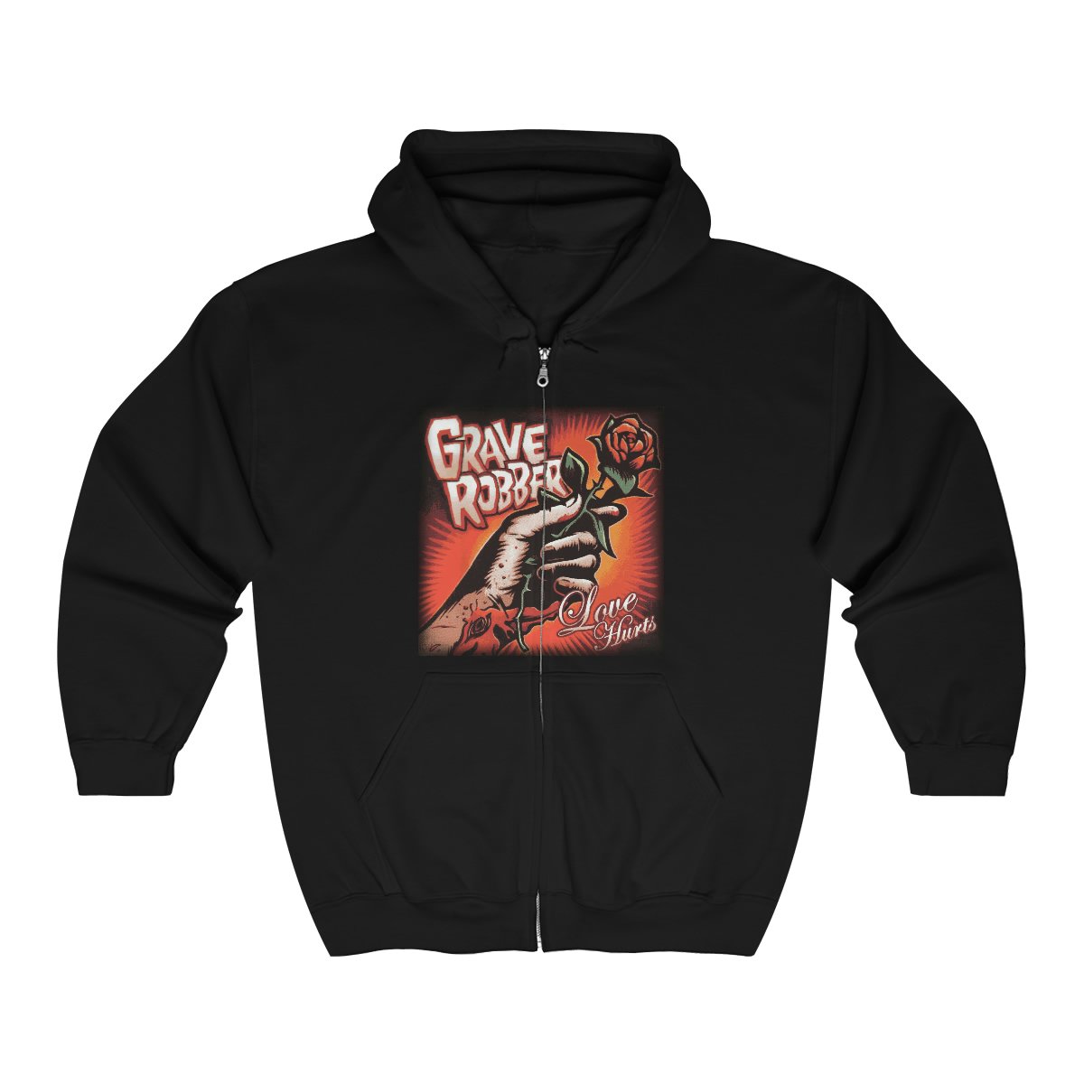 Grave Robber Love Hurts Full Zip Hooded Sweatshirt