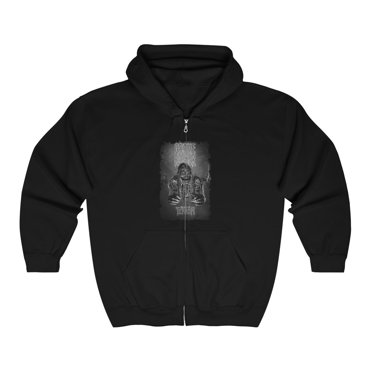 Grave Robber Trilogy of Terror (Limited Edition Black and White) Full Zip Hooded Sweatshirt