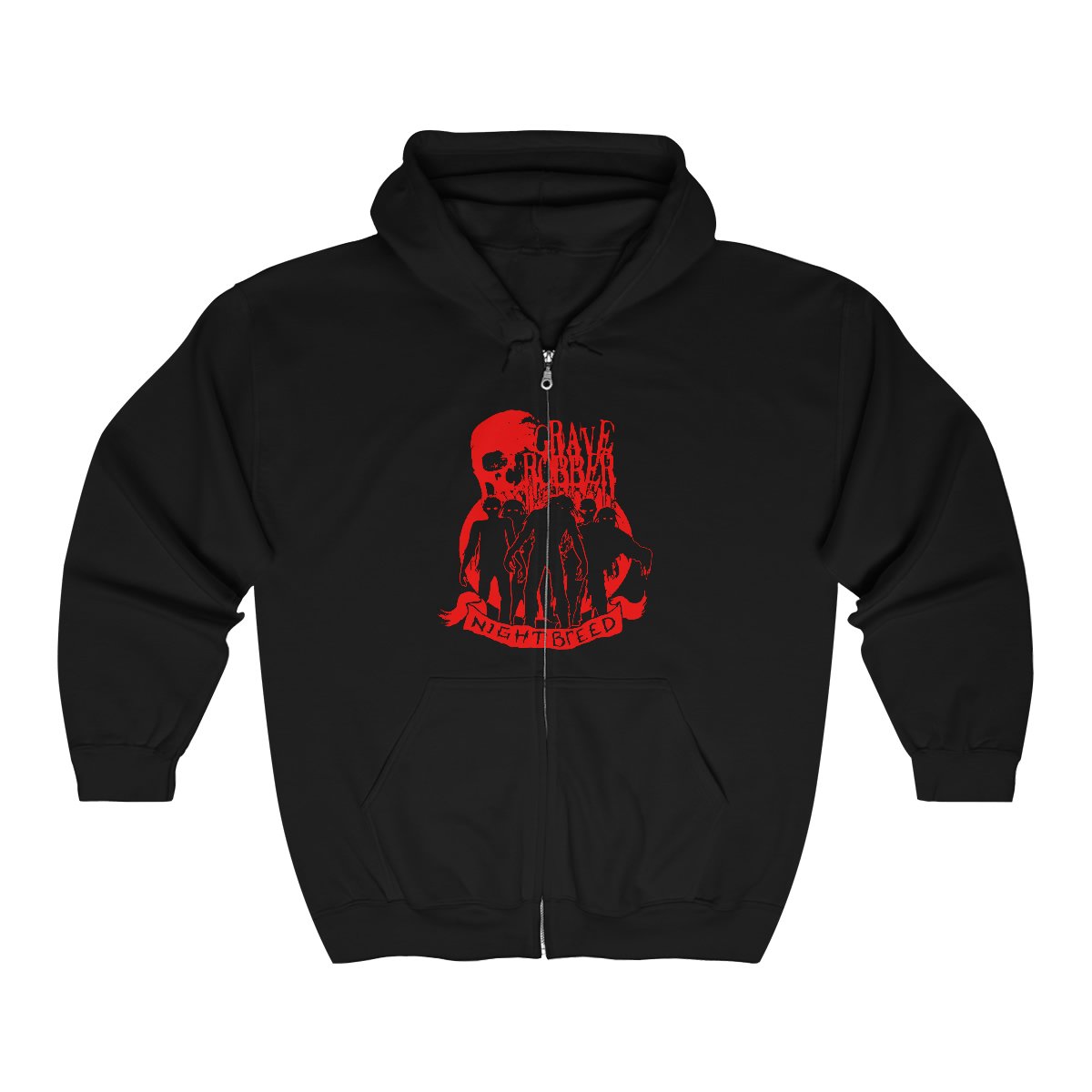 Grave Robber Night Breed (Red) Full Zip Hooded Sweatshirt