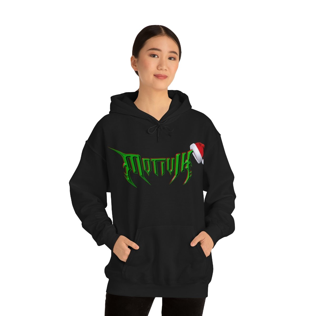 Motivik Green Christmas Logo Pullover Hooded Sweatshirt