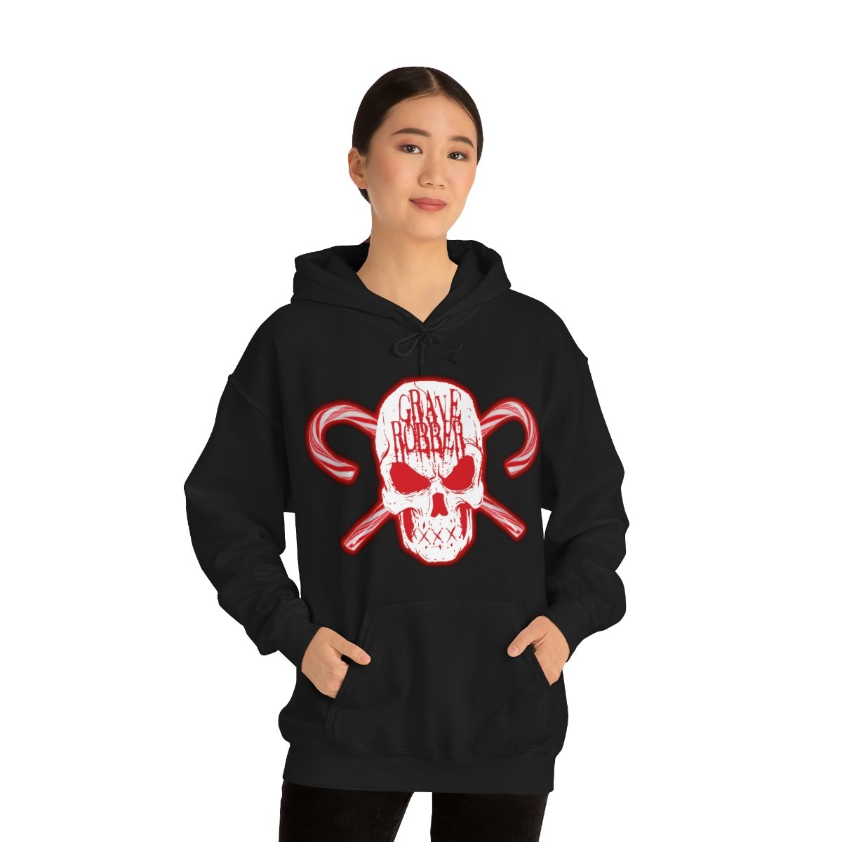 Grave Robber Skull and Crosscanes Pullover Hooded Sweatshirt
