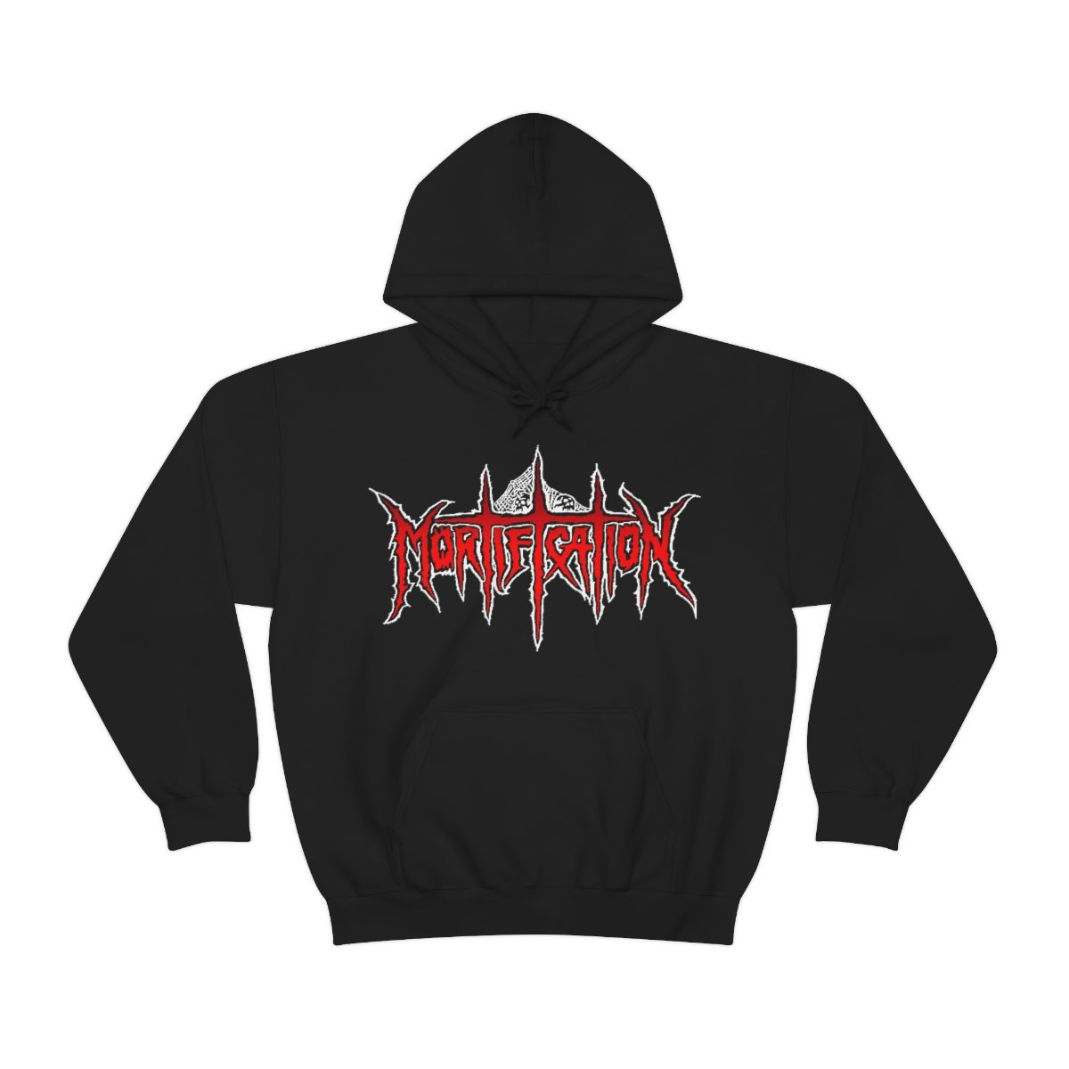 Mortification Red and White Logo Pullover Hooded Sweatshirt