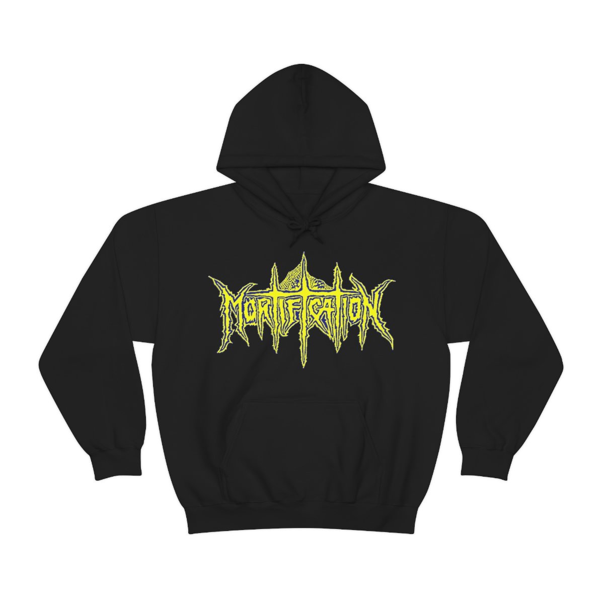 Mortification Yellow and Blue Logo Pullover Hooded Sweatshirt