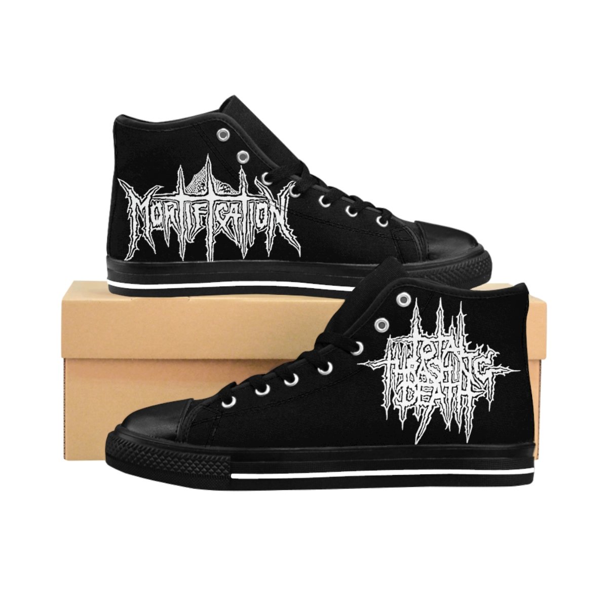 Mortification Total Thrashing Death (White) Men’s High-top Sneakers