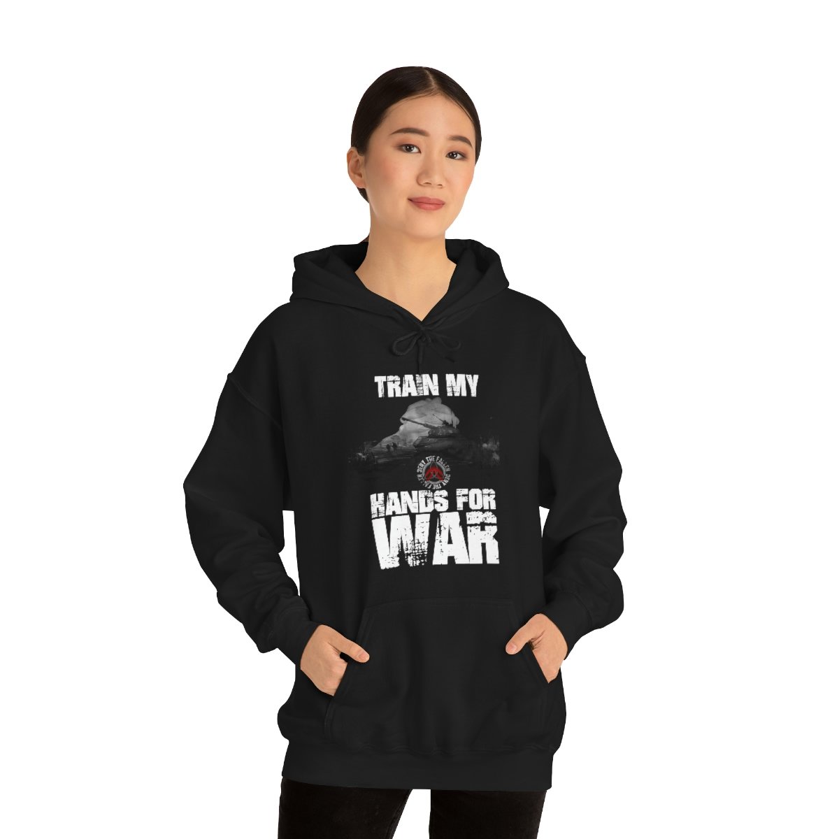 Deny The Fallen – Hands For War Black and White Version Pullover Hooded Sweatshirt