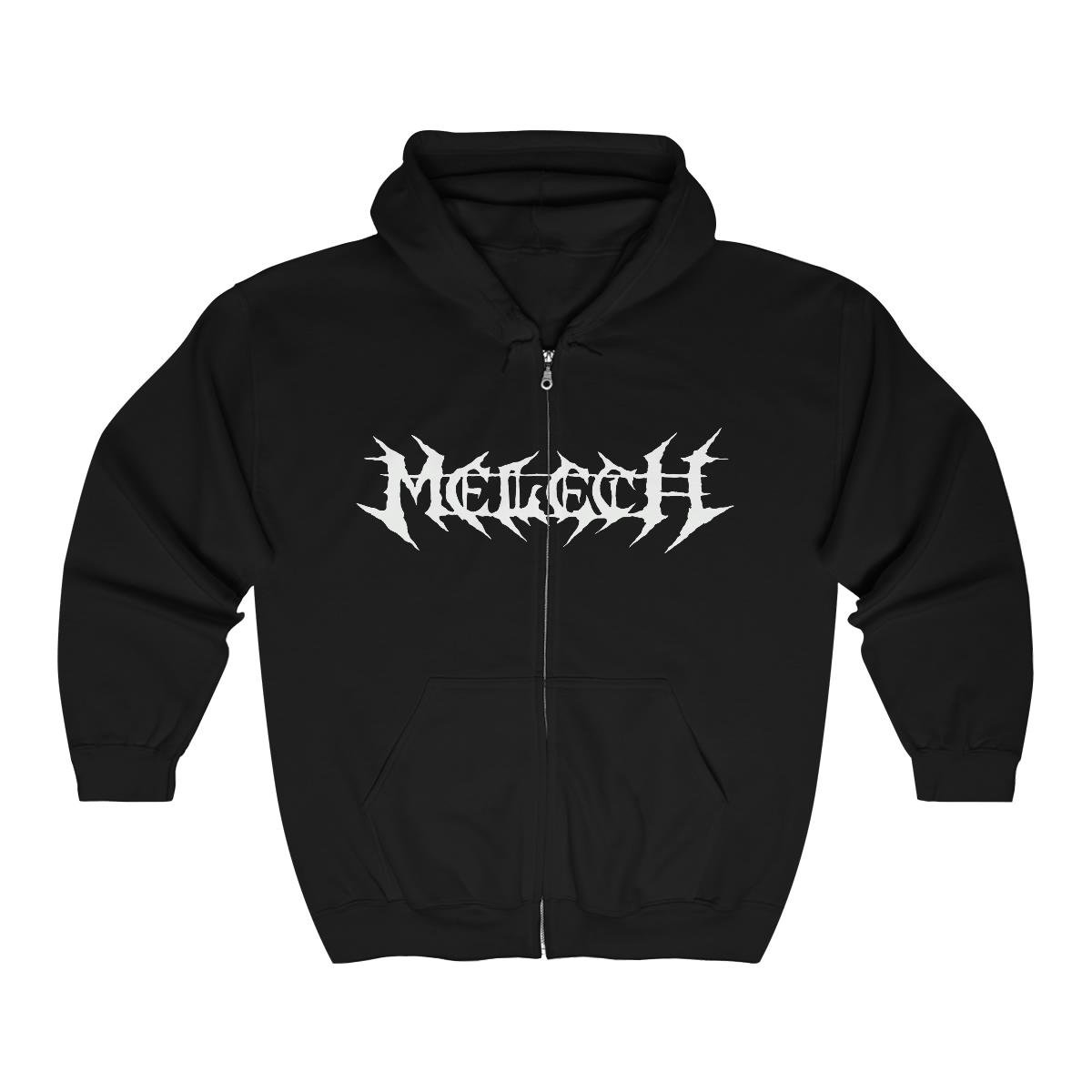 Melech Logo (White) Full Zip Hooded Sweatshirt