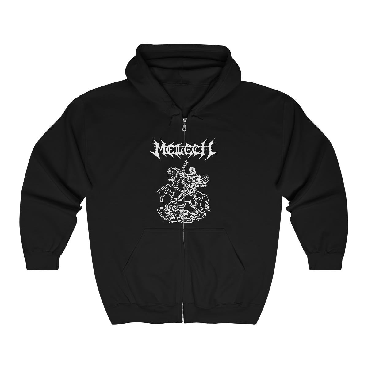 Melech Dragon Slayer (White) Full Zip Hooded Sweatshirt